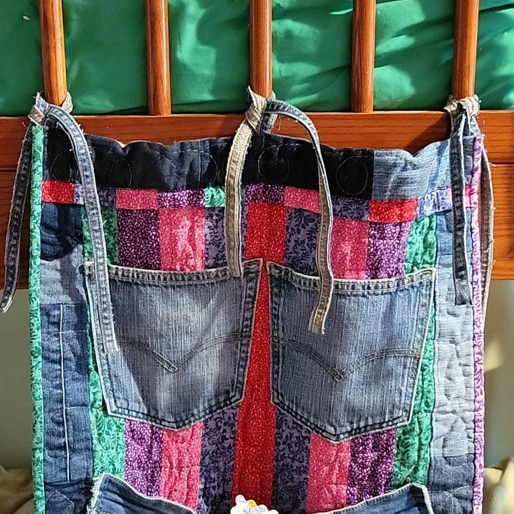 Upcycled Molly Made It Organizer Hand crafted denim & colorful quilted storage
